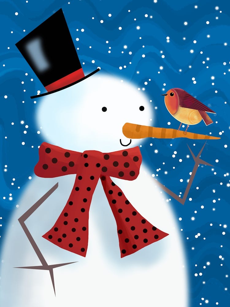 Le Bonhomme de Neige et le Rouge-Gorge