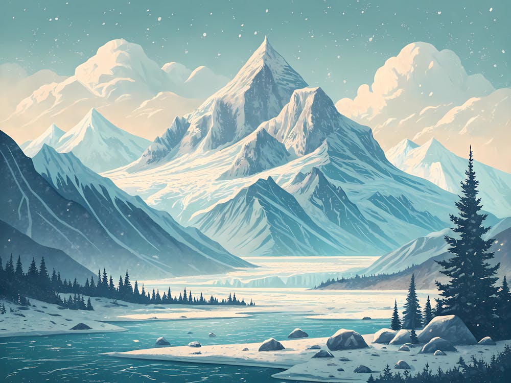 Retro Vintage Style A Peaceful Untouched Glacier