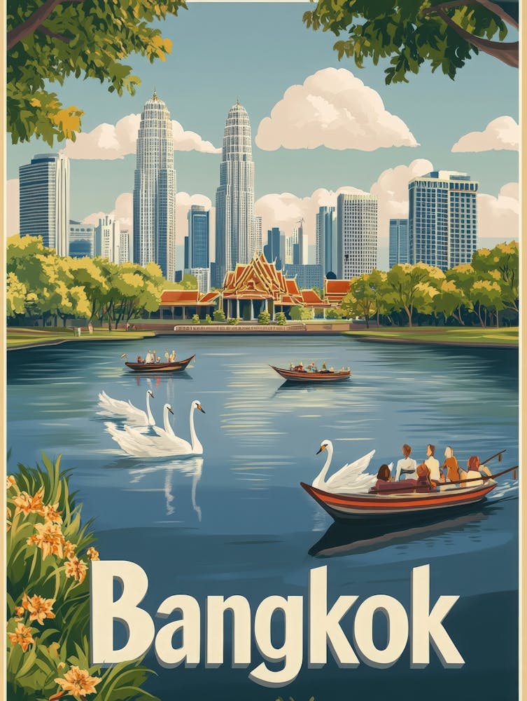 Aihrgdesign A Mid Century Modern Travel Poster For Bangkok 3