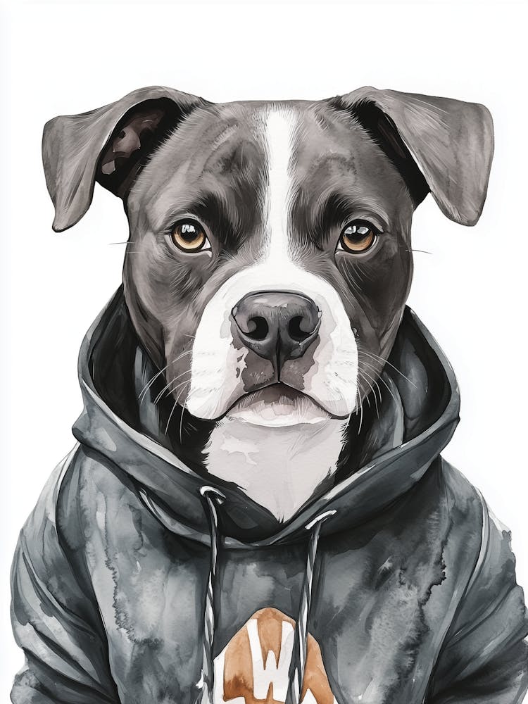 Urban Staffy Staffordshire Bull Terrier In A Hoodie