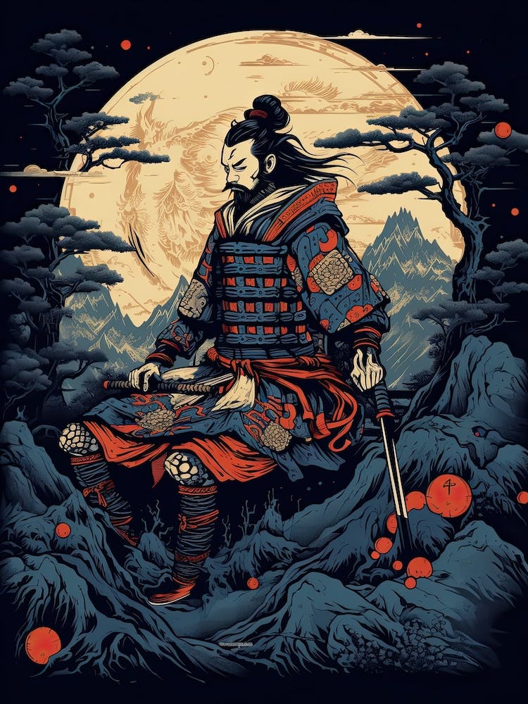 Samurai Ukiyo E Style Illustration 4