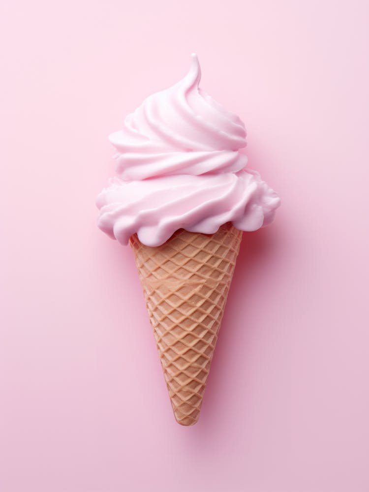 Ice Cream Cone On Pink Background