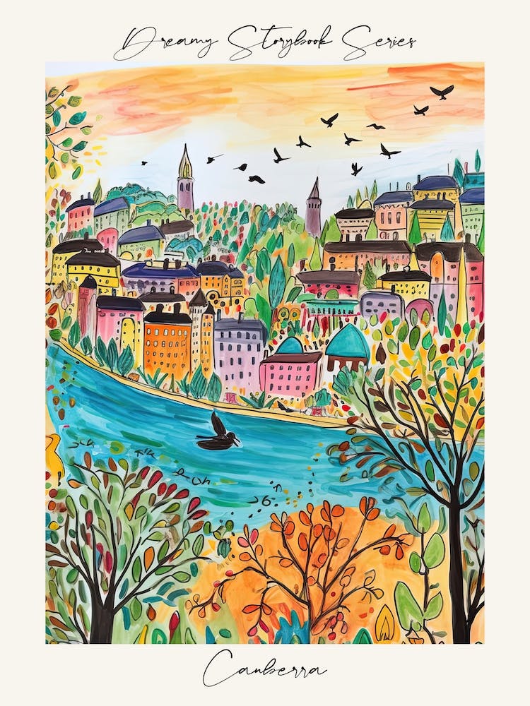 Poster Of Canberra, Dreamy Storybook Illustration 4