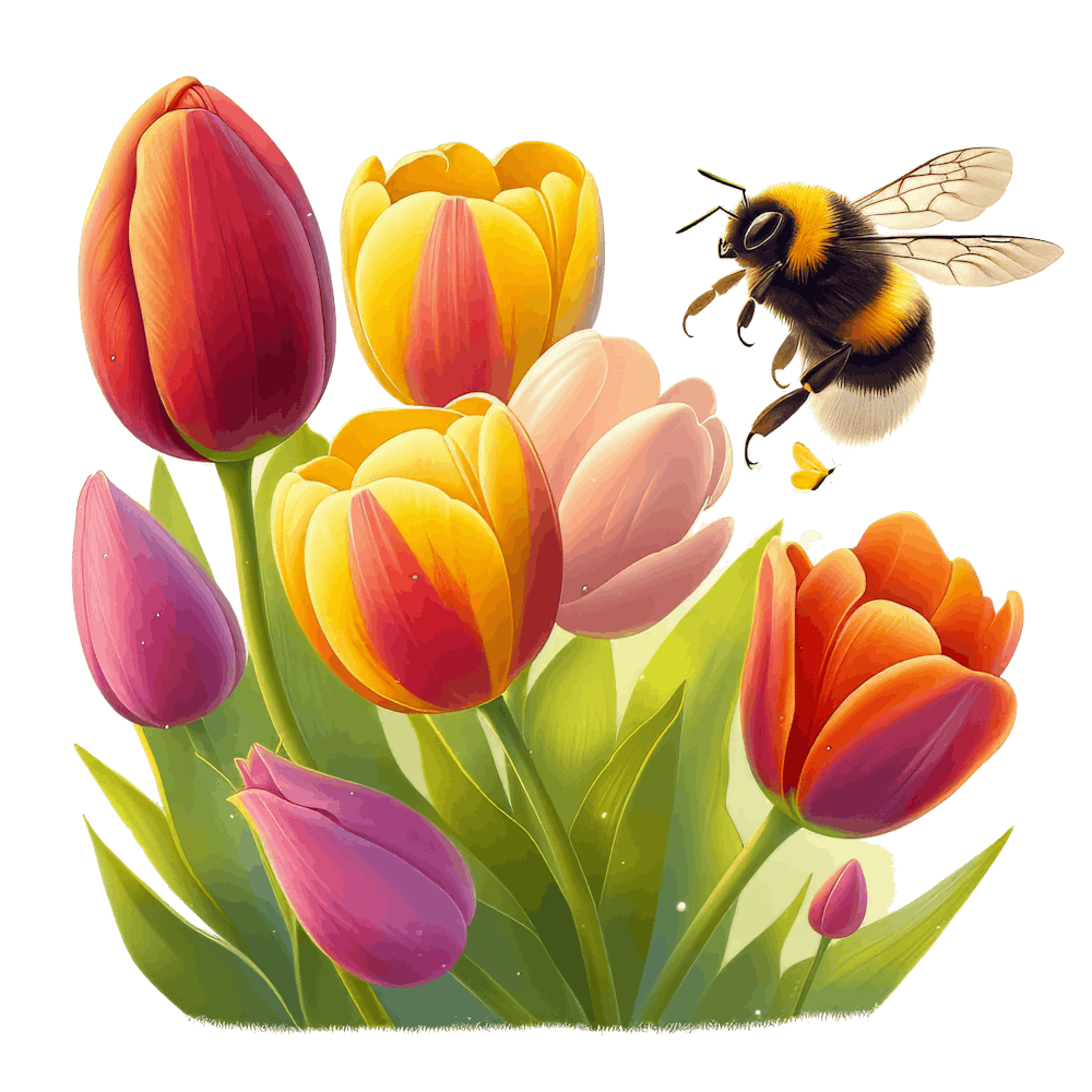 Bee And Tulips 4