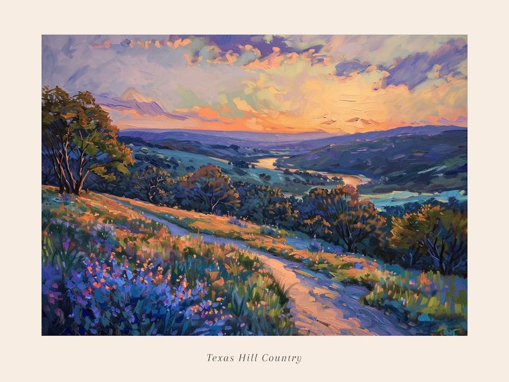 Western Sunset Landscapes Texas Hill Country 1 Poster