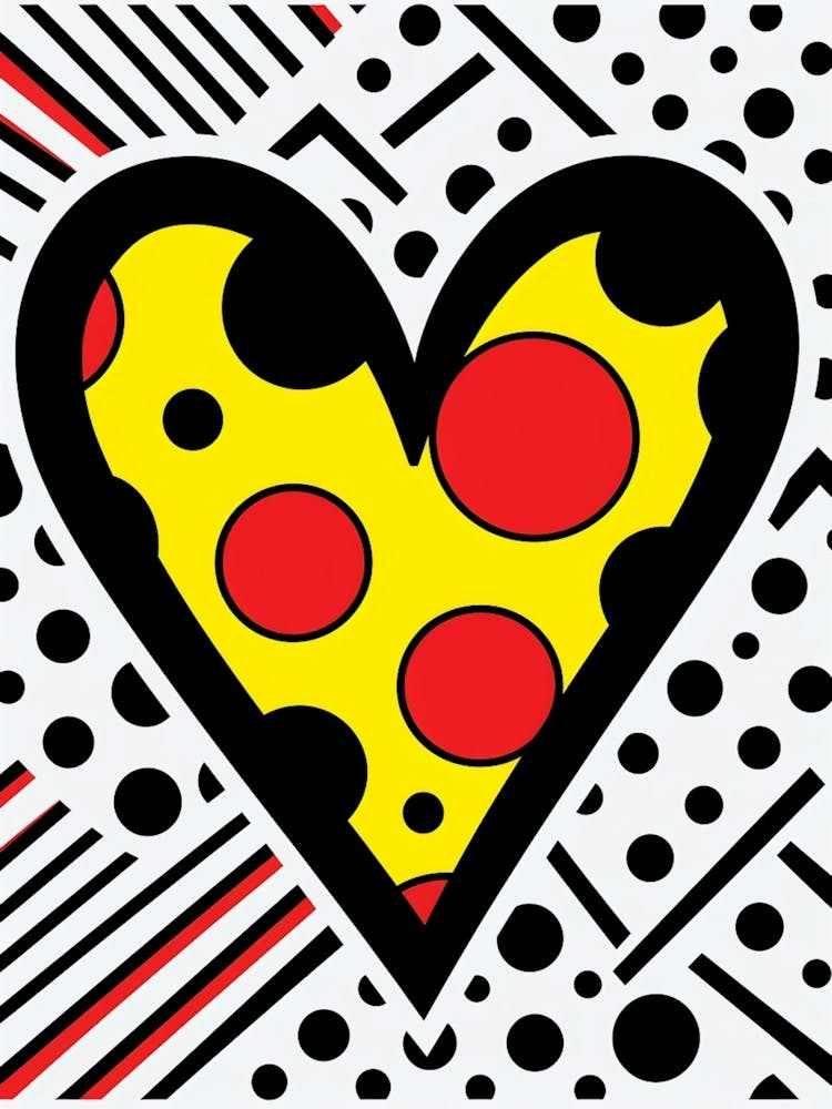 Polka Dot Pop Art Heart Lines 3