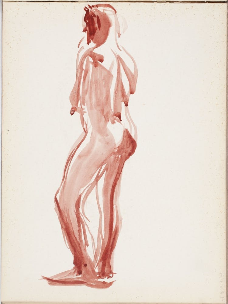 Seisova Alaston Mies Takaviistosta, Luonnos, 1908 1909part Of A Sketchbook By Magnus Enckell