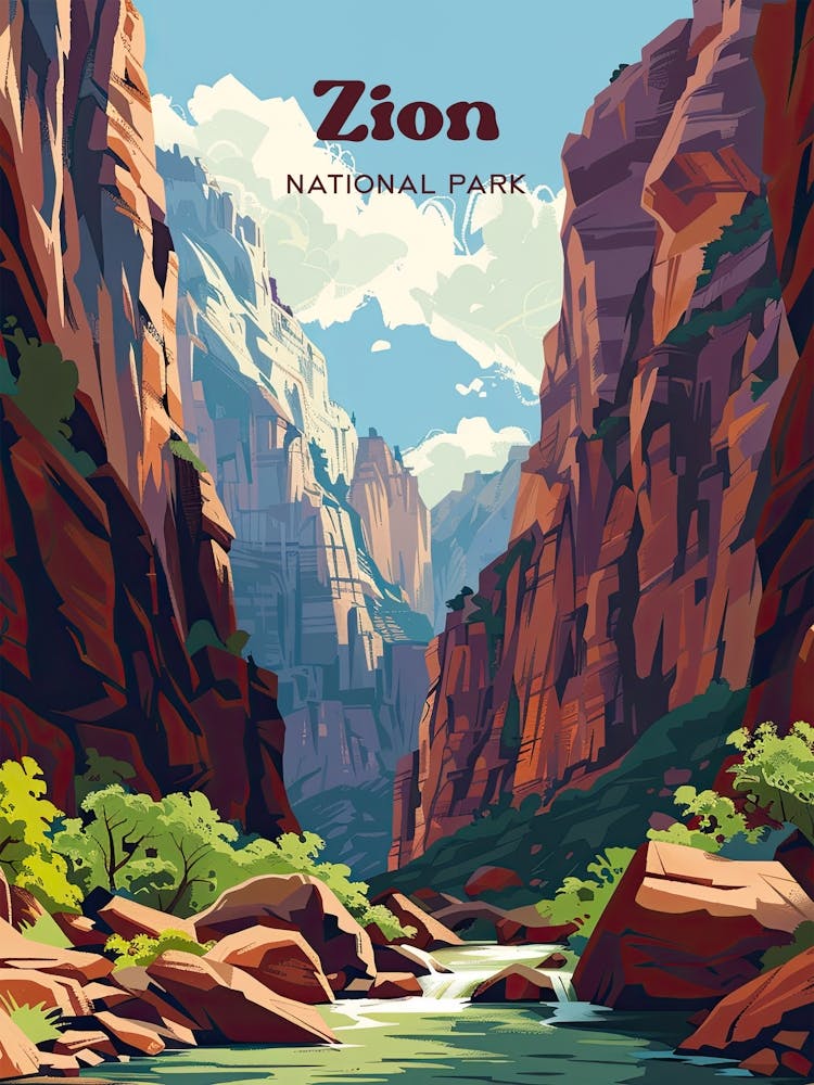 Zion National Park Utah Art Illustration