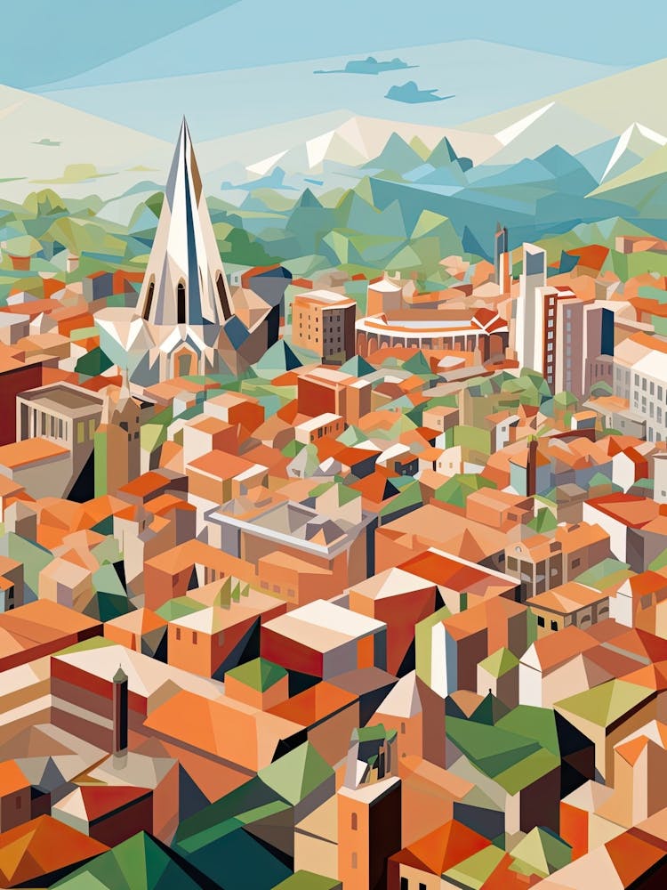 Milan, Italy, Geometric Illustration 3