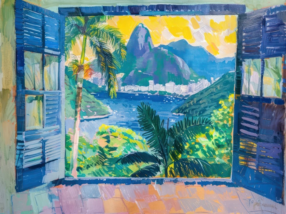 Rio De Janeiro From The Window View Painting 4