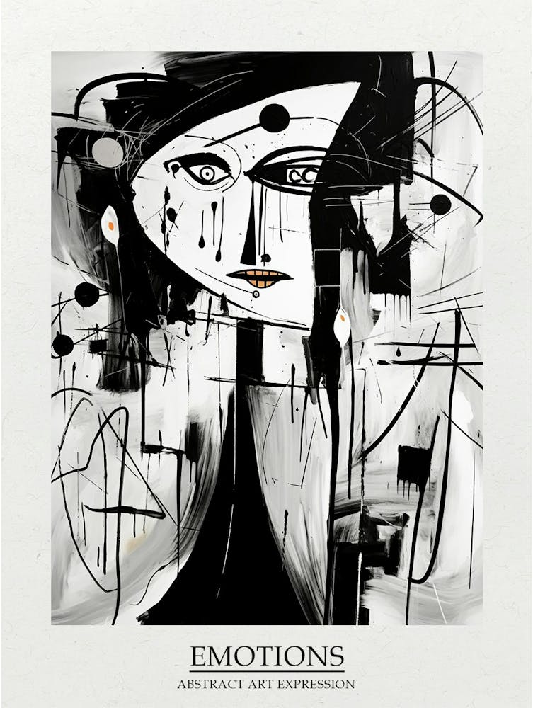 Emotions Abstract Black And White 5 Poster