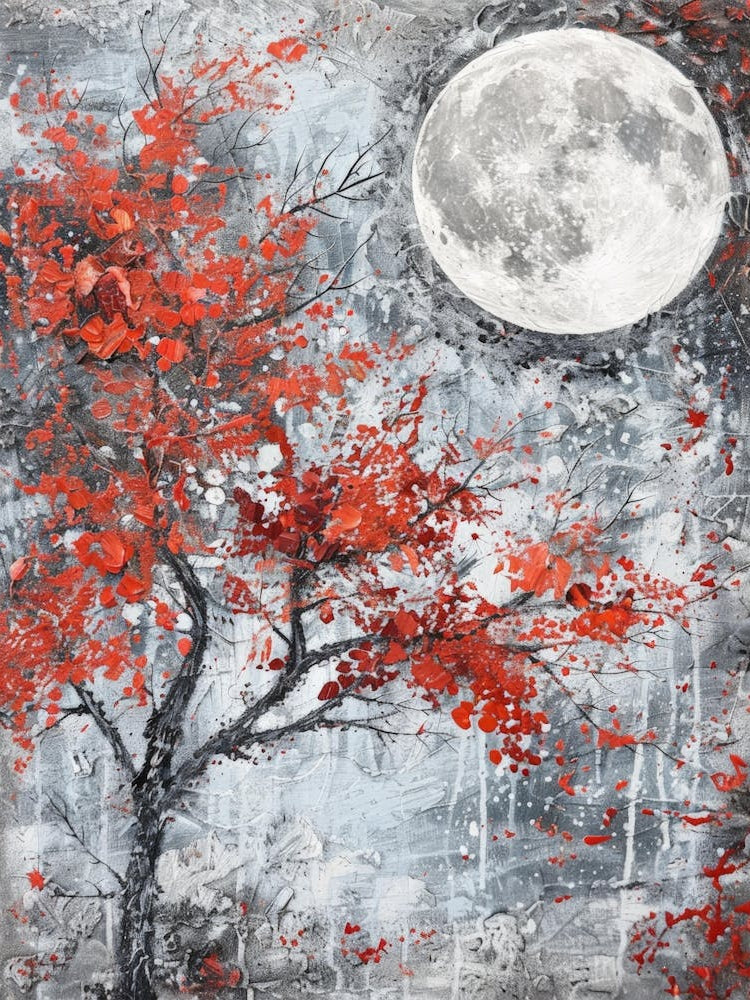 Red Tree In The Moonlight