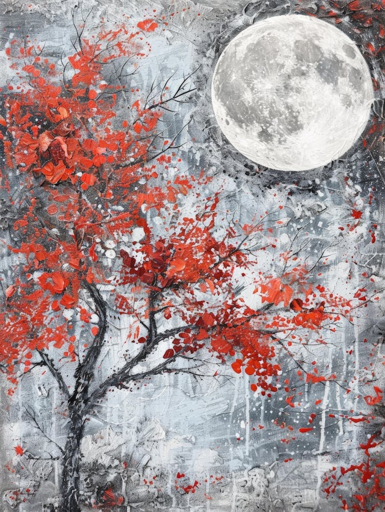 Red Tree In The Moonlight