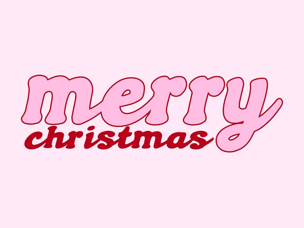Merry Christmas Typography Pink and Red