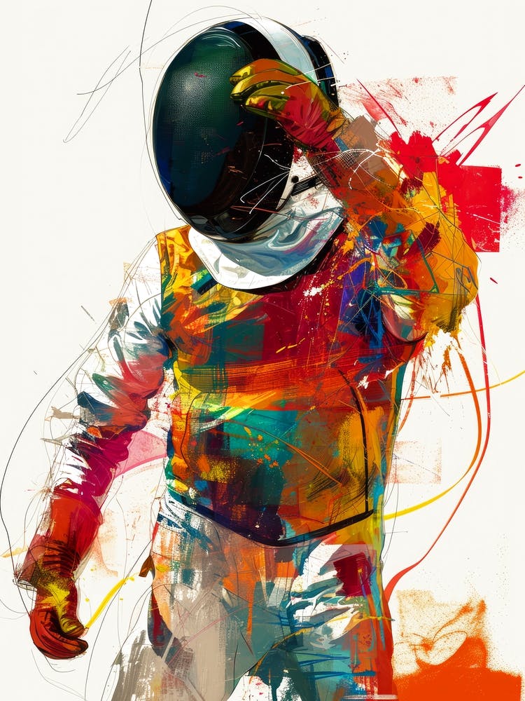 Fencer watercolor  sport art