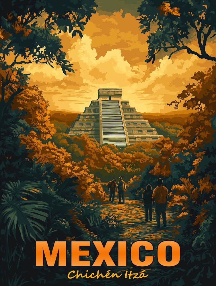 Vintage Chichen Itza, Mexico