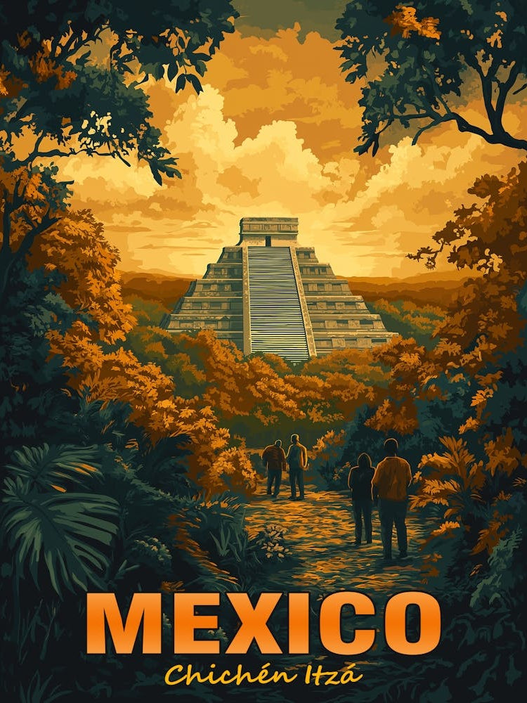 Vintage Chichen Itza, Mexico