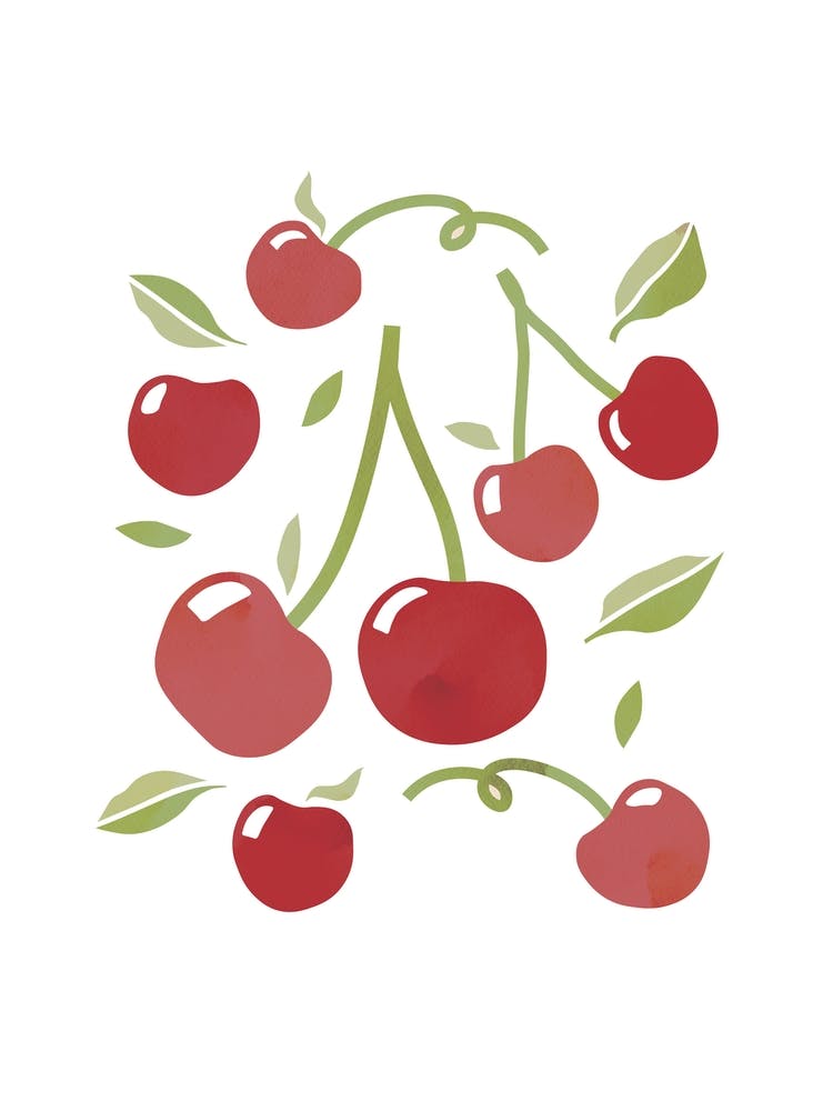 Cherry Fruit Colourful Food Kitchen Art Nursery Wall