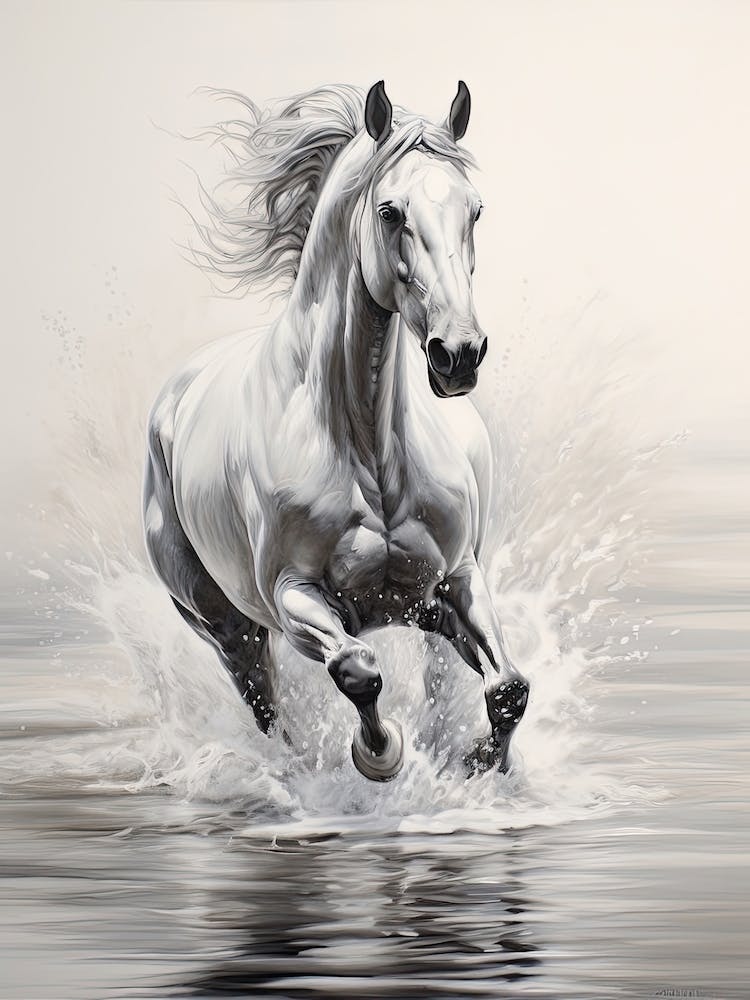 A Horse Oil Painting In Grace Bay Beach, Turks And Caicos Islands, Portrait 1