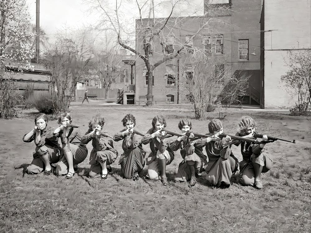 Women With Guns Wall Art, Girls Rifle Team 1920s, Black And White Print, Feminist Poster, Old Photo, Vintage Wall Art, Retro Wall Decor