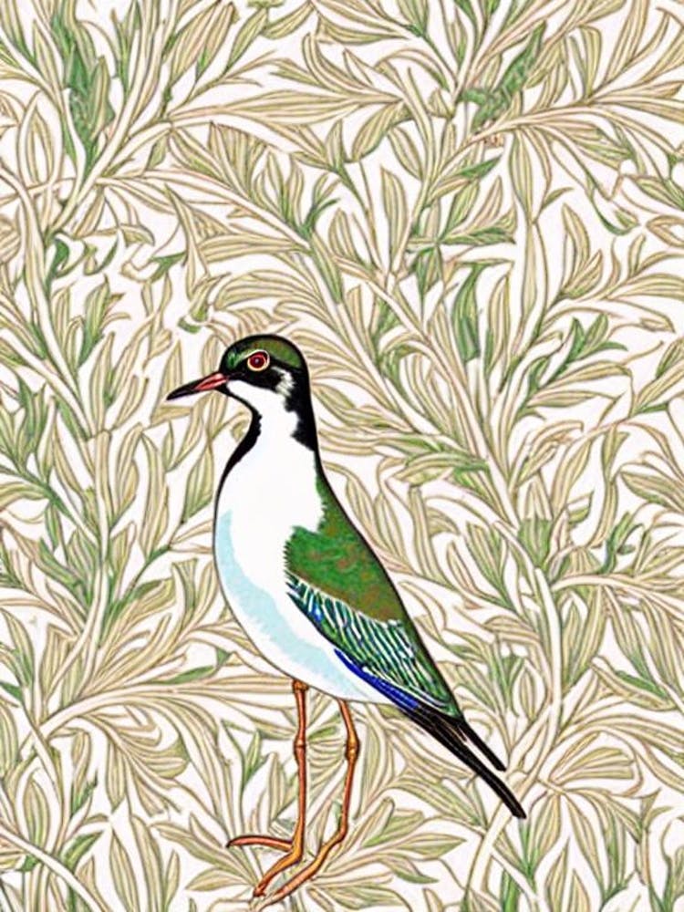 Lapwing William Morris Style Bird