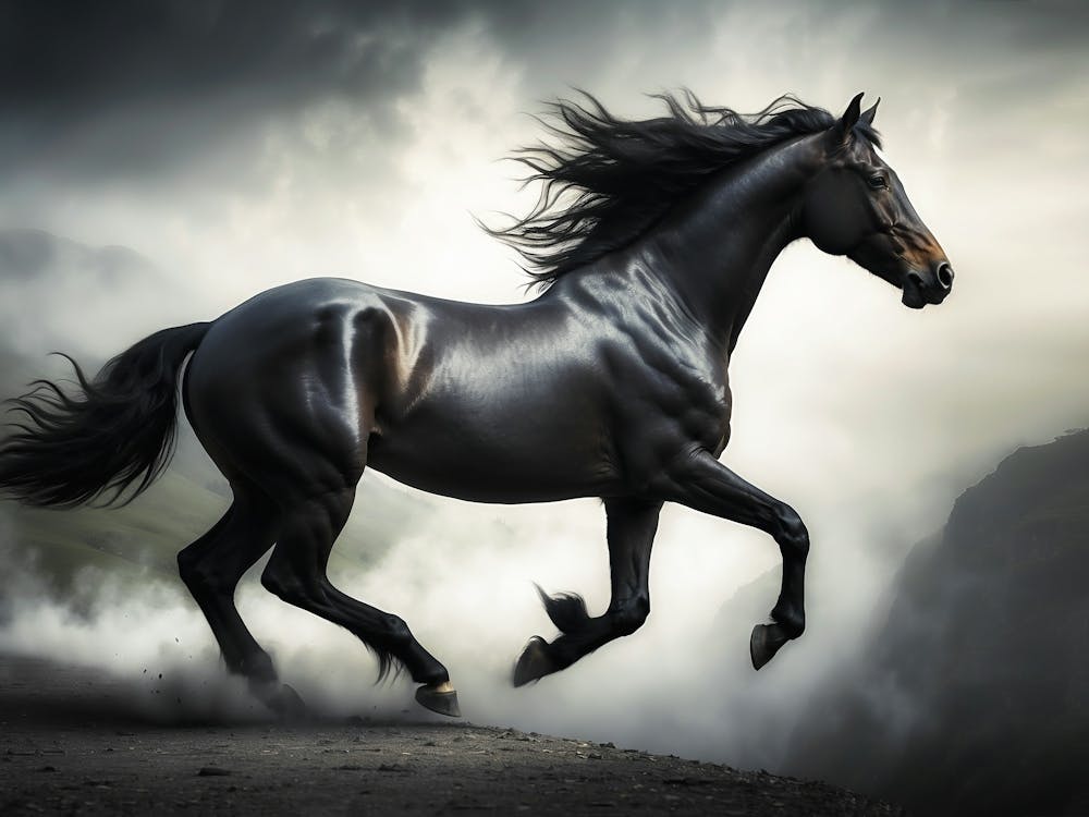 Black Horse Galloping