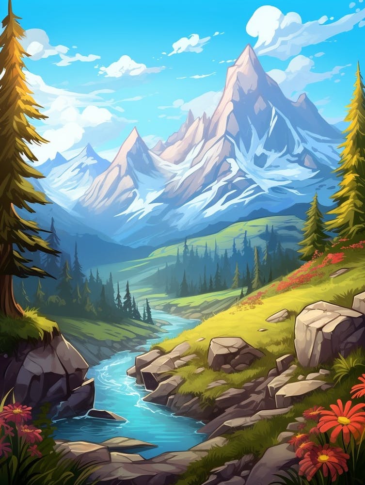 Montagnes Dessin Animé 3