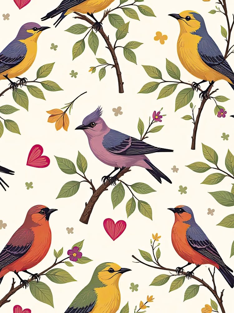 Flowers and birds - St. Valentines Day poster 5
