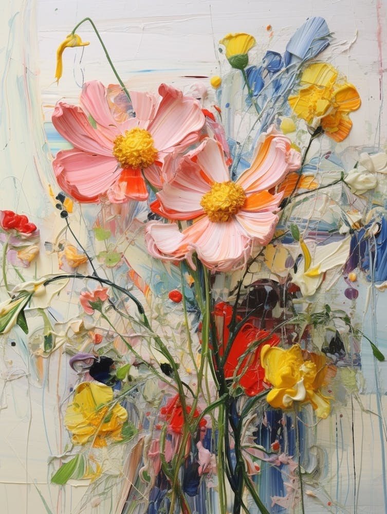 Abstract Flower Painting Cosmos 1
