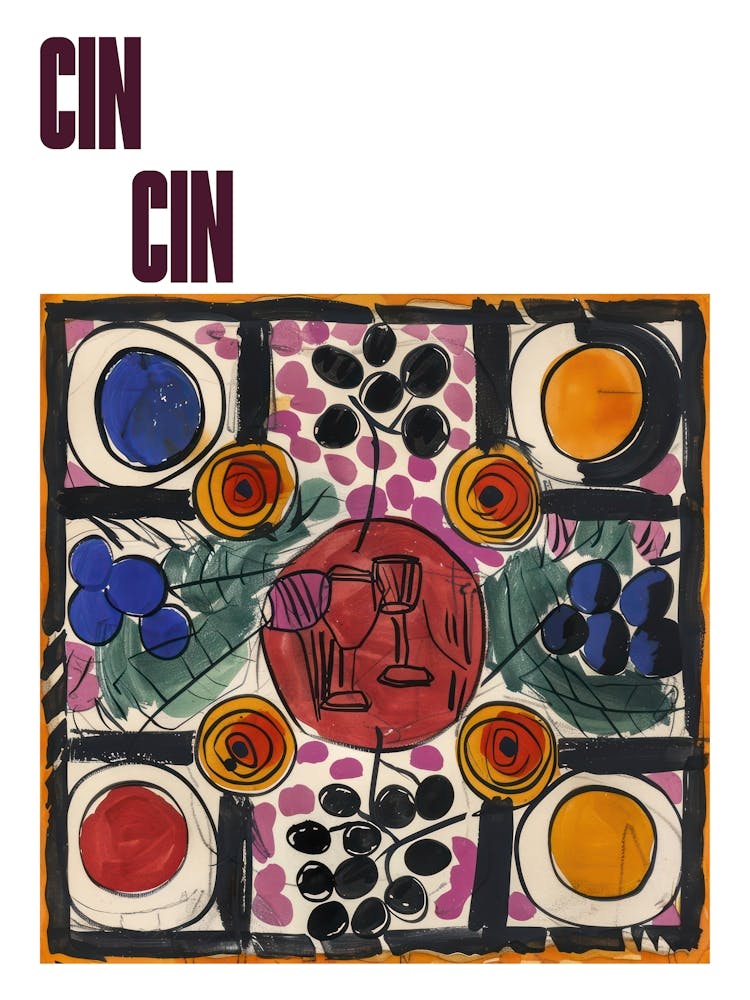 Cin Cin Poster Table With Wine Matisse Style 2