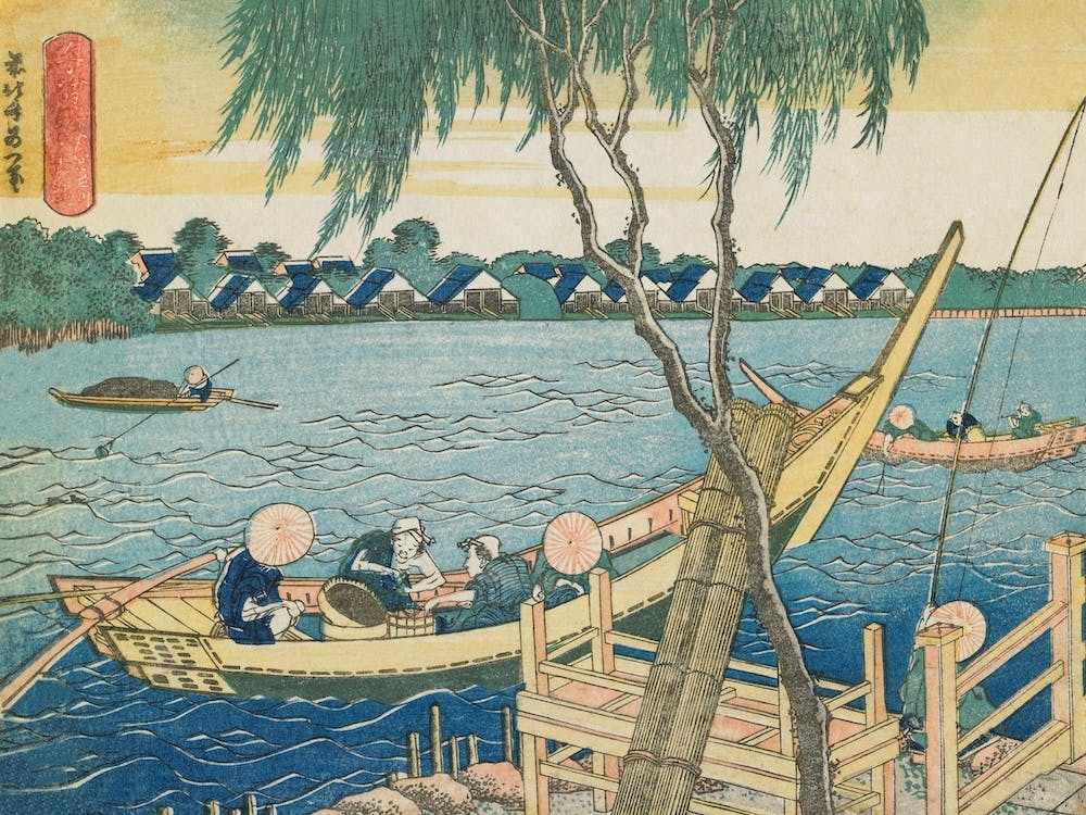Line Fishing In The Miyato River, Katsushika Hokusai