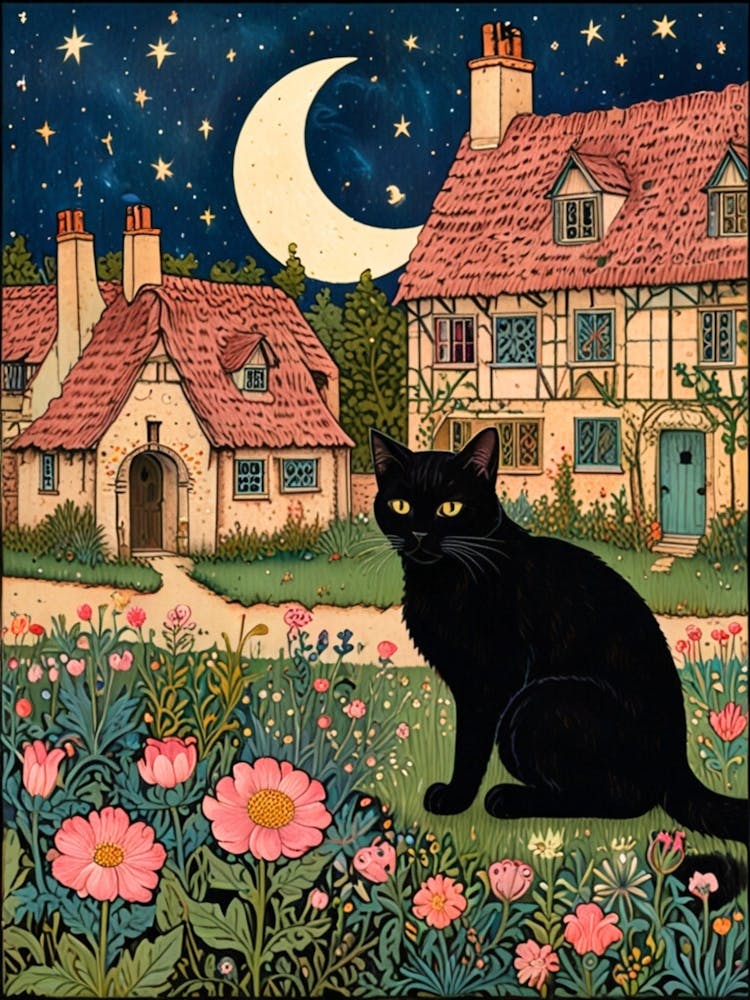 William Morris Black Cat In The Garden 8