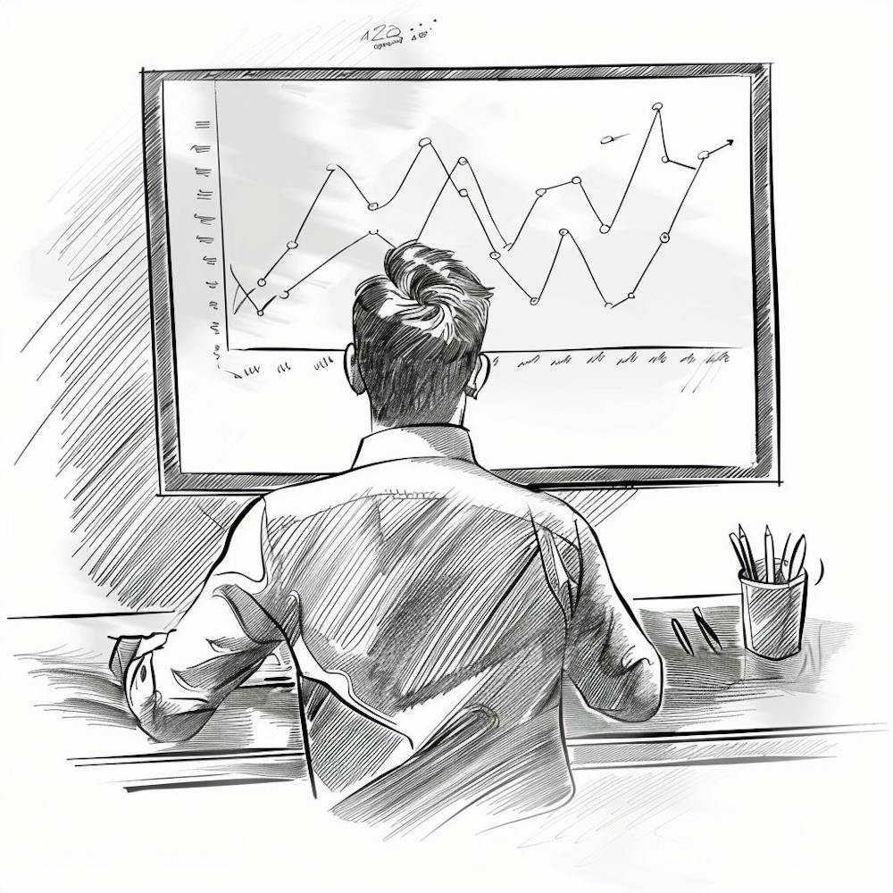 Businessman Looking At A Graph