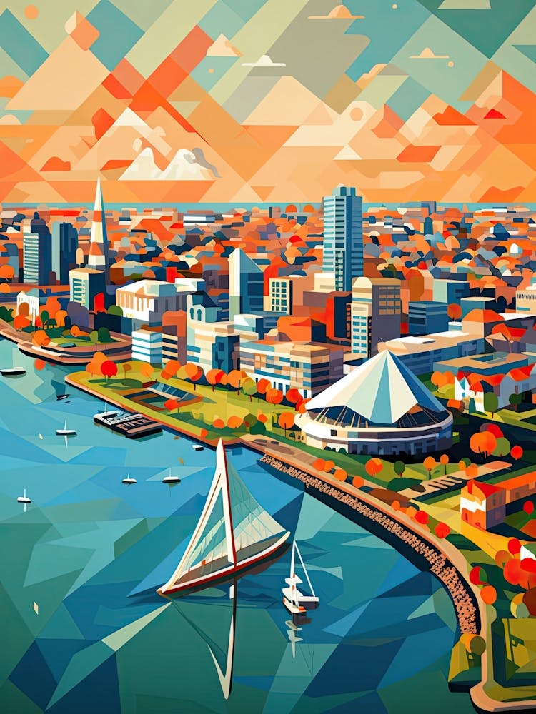 Rotterdam, Netherlands, Geometric Illustration 1