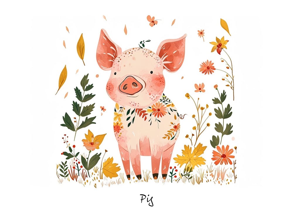 Little Floral Pig 3 Poster