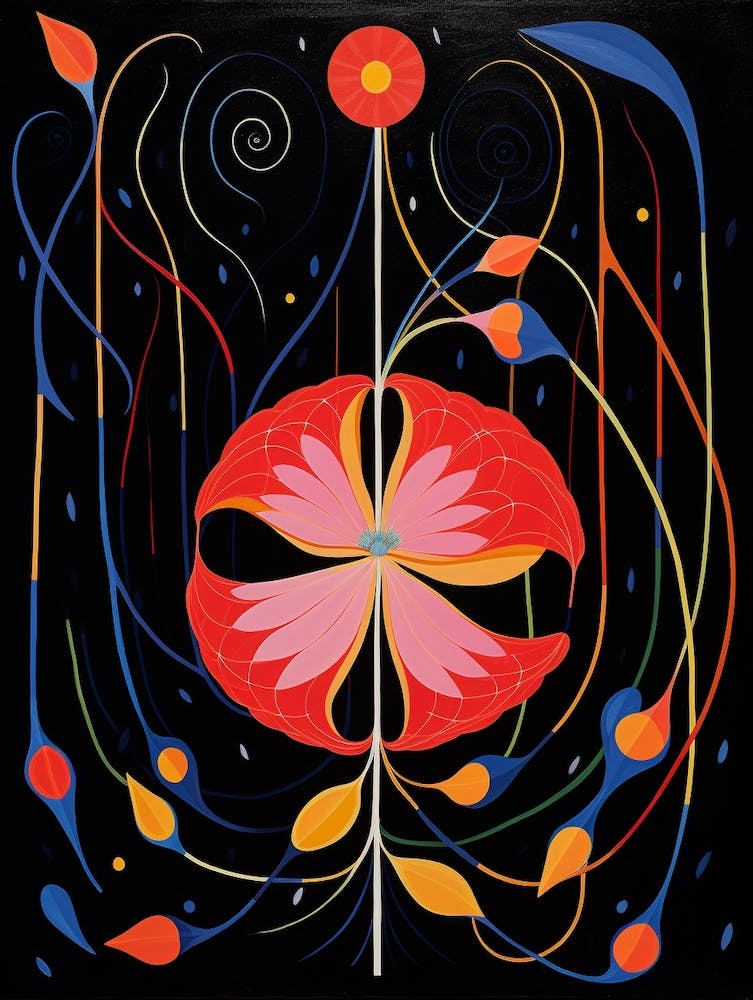 Gloriosa Lily 2 Hilma Af Klint Inspired Flower Illustration