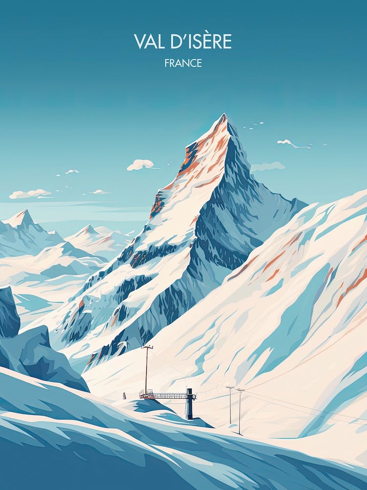 Poster Of Val D Isere   France, Ski Resort Illustration 2
