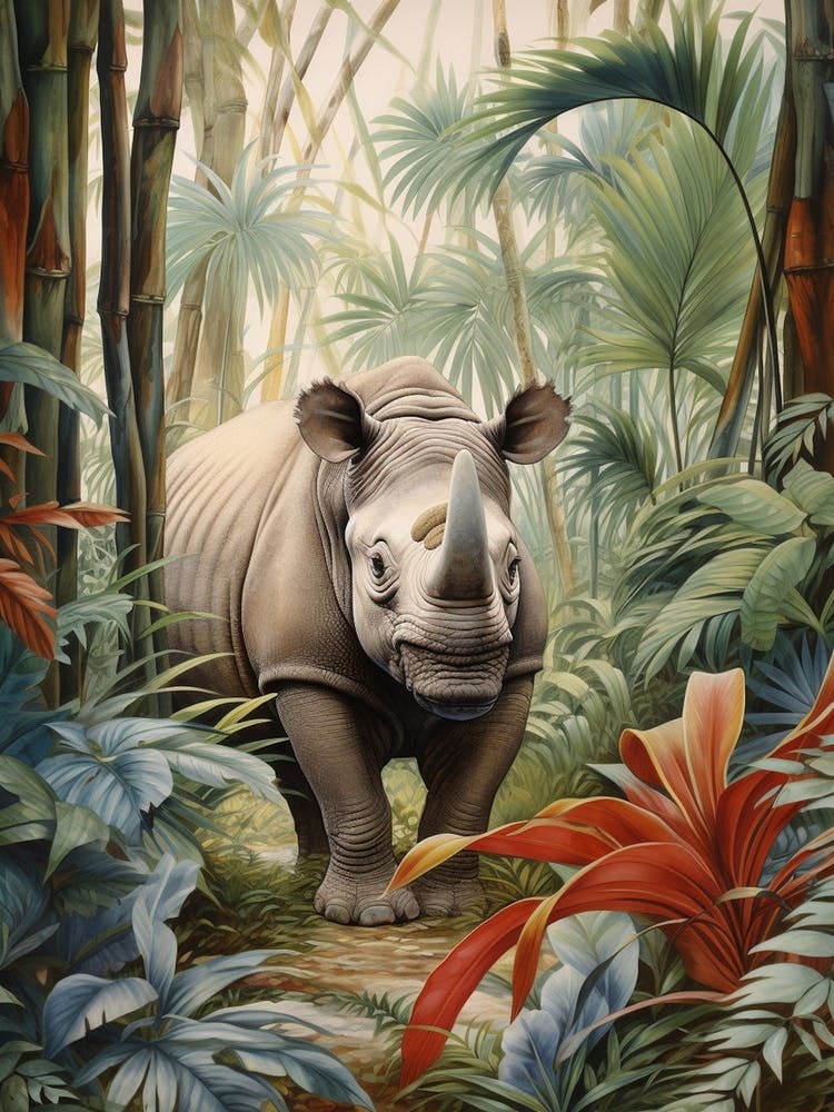 Cold Tones Of A Rhino Walking Through The Jungle 4