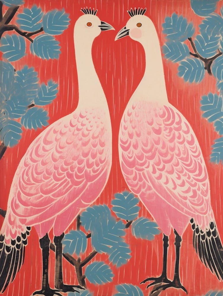 Vintage Japanese Inspired Bird Print Turkey 4