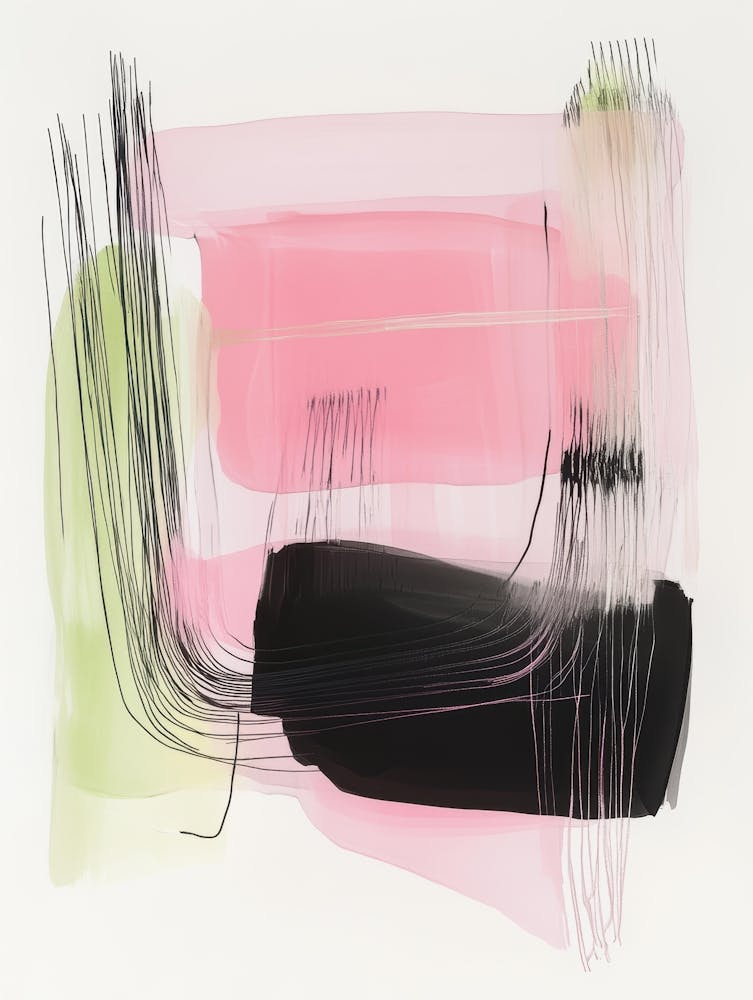 Pink And Black Abstract Painting 4
