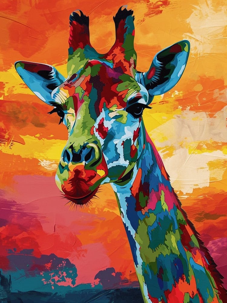 Giraffe Face Watercolour Portrait 2