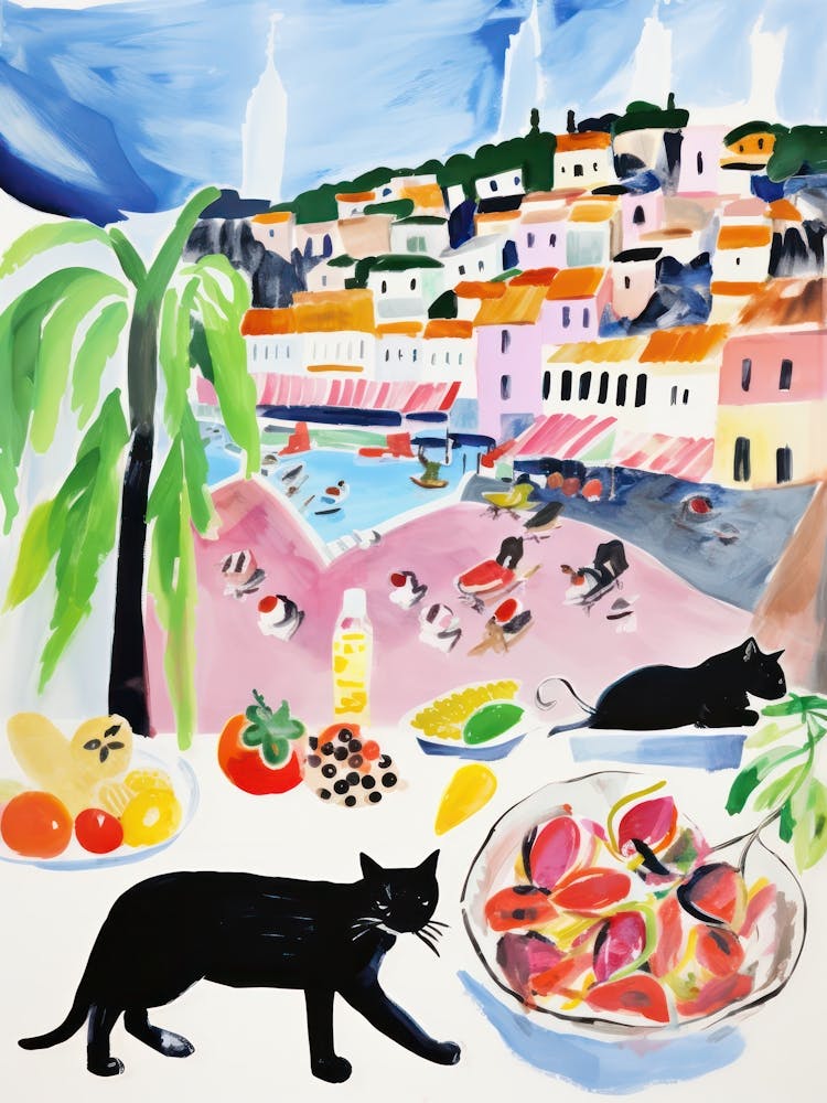 The Food Market In Positano 1 Illustration