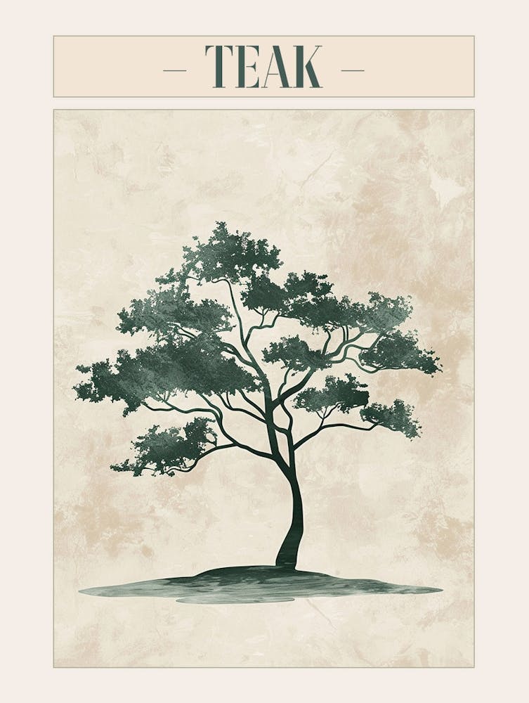 Teak Tree Minimal Japandi Illustration 1 Poster