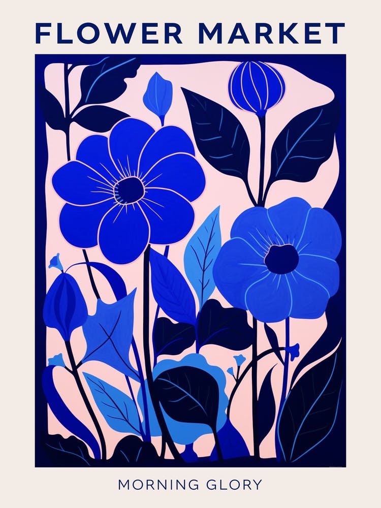 Blue Flower Market Poster Morning Glory 1