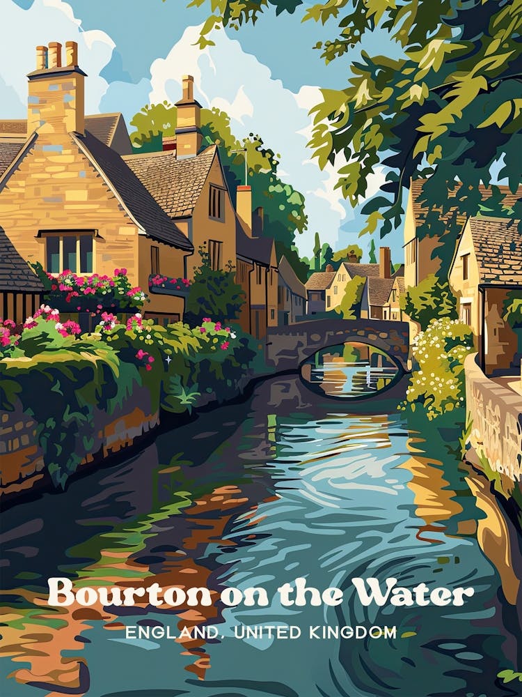 Bourton On The Water England Village Travel Art