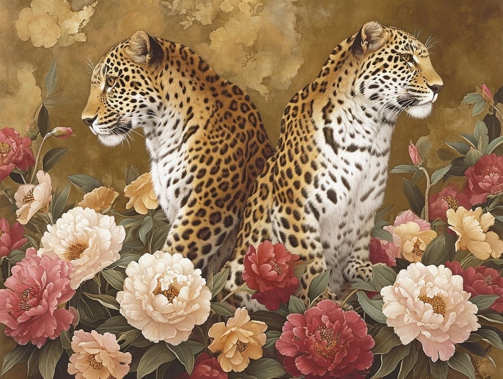 Floral Animal Illustration Leopard 2
