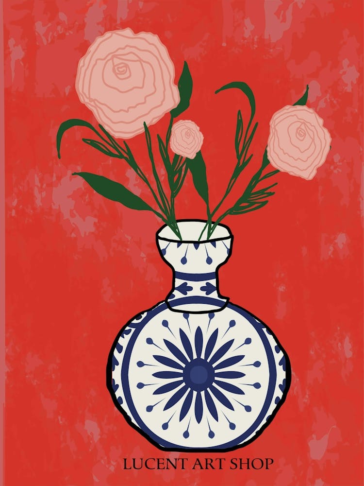 Pink Roses In A Vase 2