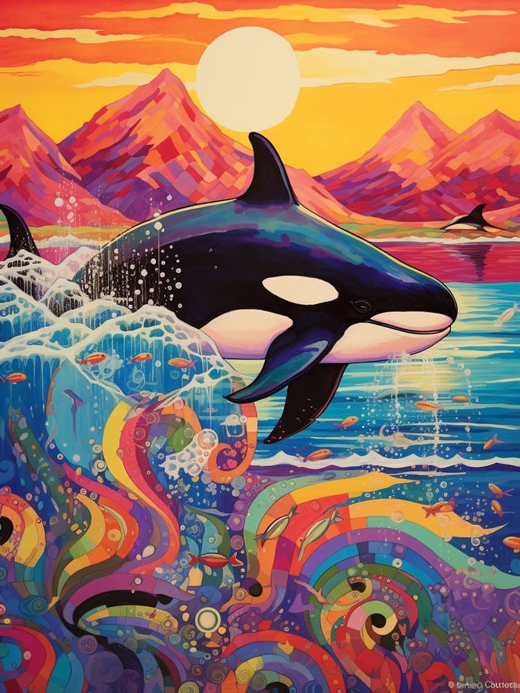 Surreal Orca Whales With Waves2