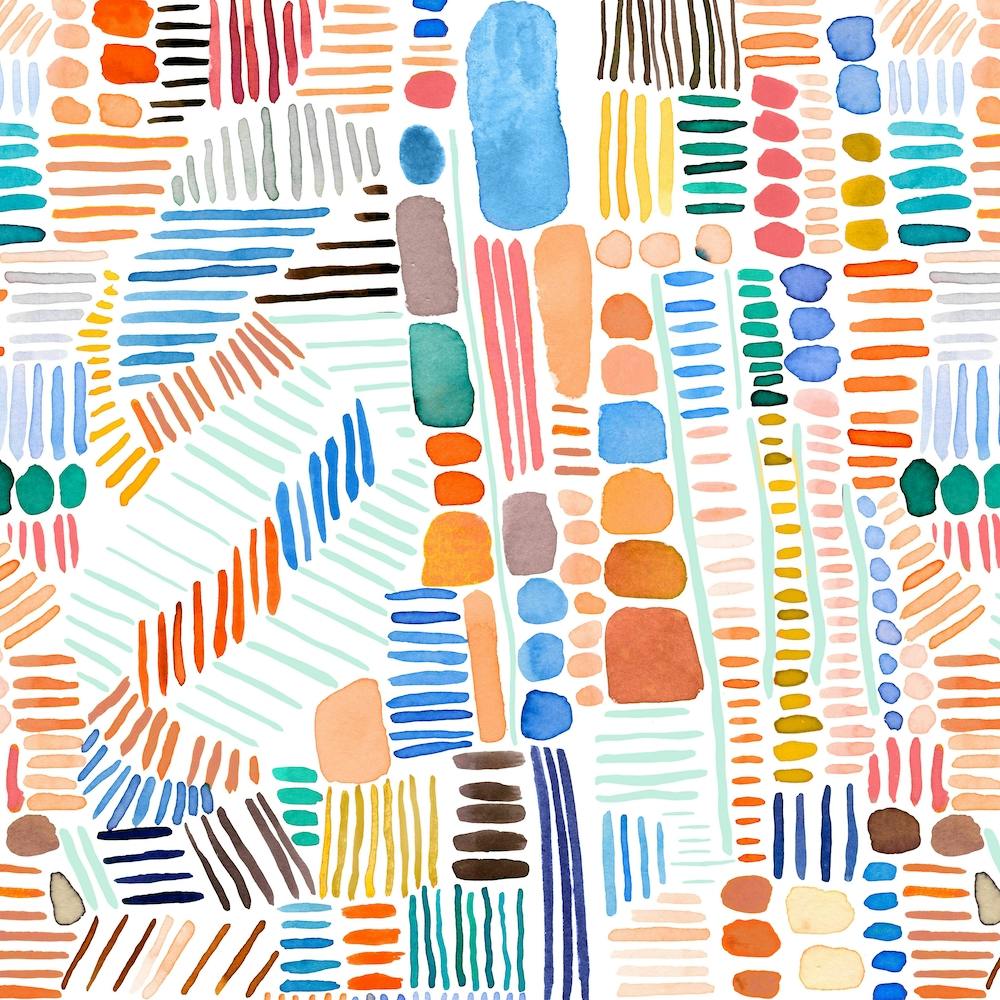 Rainbow Stitches Orange Blue Square