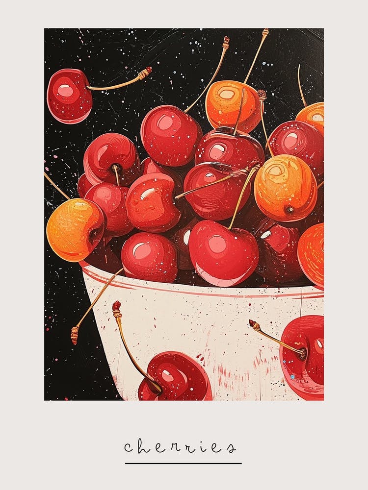 Art Deco Cherry Explosion Poster